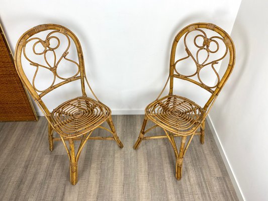 Italian Chairs in Rattan and Bamboo, 1960s, Set of 6-LYQ-1171664