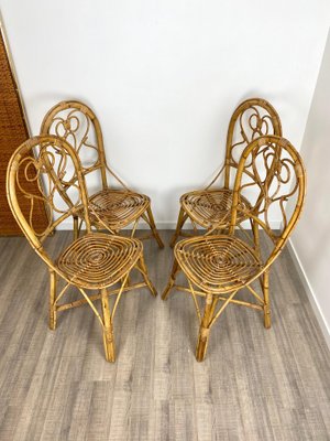 Italian Chairs in Rattan and Bamboo, 1960s, Set of 6-LYQ-1171664