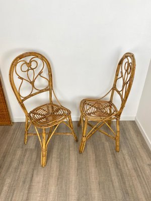 Italian Chairs in Rattan and Bamboo, 1960s, Set of 6-LYQ-1171664