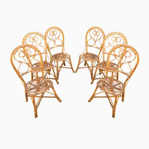 Italian Chairs in Rattan and Bamboo, 1960s, Set of 6-LYQ-1171664