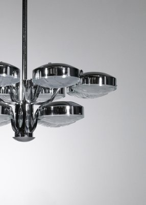 Italian Chandelier in Chrome Plated Metal with Glass Tiles by Gaetano Sciolari, 1970s-YU-1312229