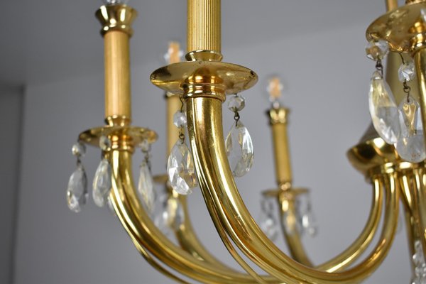 Italian Chandelier in Crystal by Oscar Tolasco for Lumi Milano, 1950s-GXL-1392561