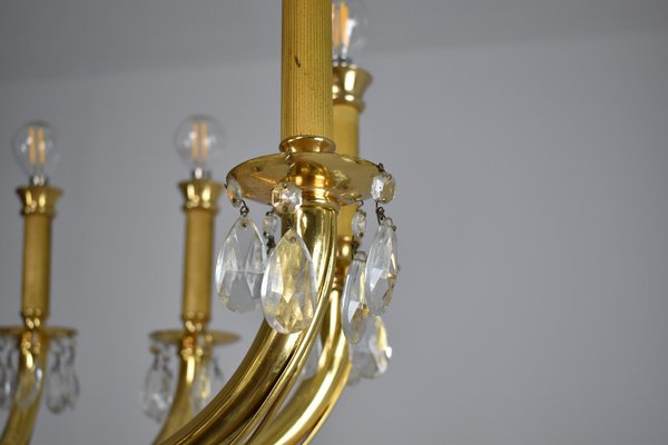 Italian Chandelier in Crystal by Oscar Tolasco for Lumi Milano, 1950s-GXL-1392561