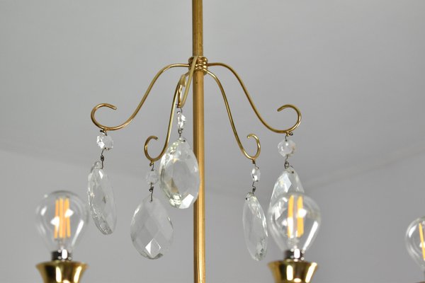 Italian Chandelier in Crystal by Oscar Tolasco for Lumi Milano, 1950s-GXL-1392561