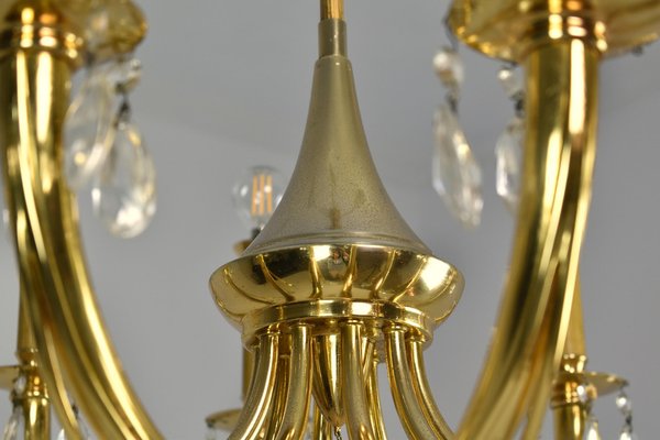 Italian Chandelier in Crystal by Oscar Tolasco for Lumi Milano, 1950s-GXL-1392561