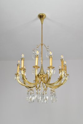 Italian Chandelier in Crystal by Oscar Tolasco for Lumi Milano, 1950s-GXL-1392561