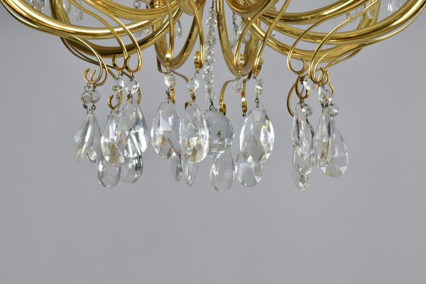 Italian Chandelier in Crystal by Oscar Tolasco for Lumi Milano, 1950s-GXL-1392561