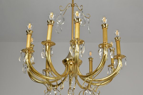 Italian Chandelier in Crystal by Oscar Tolasco for Lumi Milano, 1950s-GXL-1392561