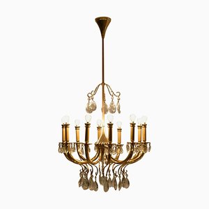 Italian Chandelier in Crystal by Oscar Tolasco for Lumi Milano, 1950s-GXL-1392561