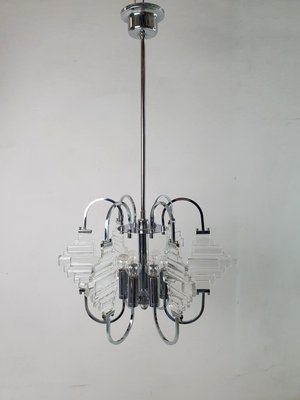 Italian Chandelier in Glass and Chrome by Sciolari, 1960-FO-2034085