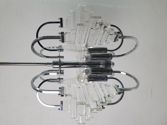 Italian Chandelier in Glass and Chrome by Sciolari, 1960-FO-2034085