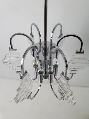 Italian Chandelier in Glass and Chrome by Sciolari, 1960-FO-2034085