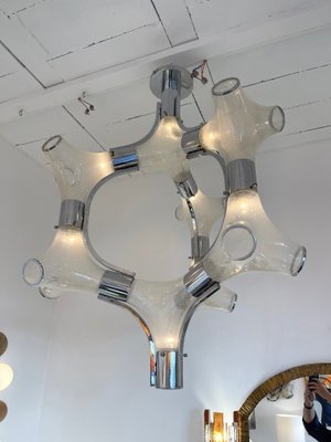 Italian Chandelier in Murano Glass & Metal Chrome attributed to Aldo Nason for Mazzega, 1970s-FUE-1395869