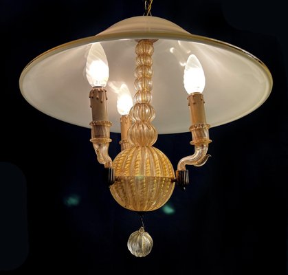 Italian Chandelier with Gold Inclusion by Barovier & Toso, 1940s-OVO-1764157