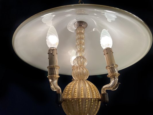 Italian Chandelier with Gold Inclusion by Barovier & Toso, 1940s-OVO-1764157