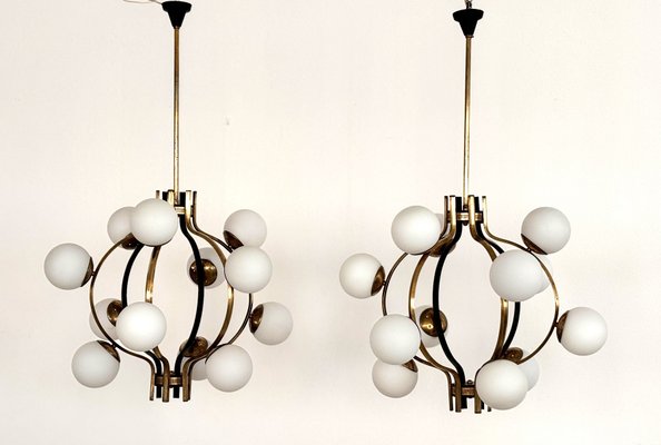 Italian Chandeliers from Stilnovo, 1950s, Set of 2-VNE-2016174