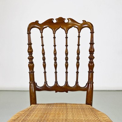 Italian Chiavari Chairs in Walnut and Wicker attributed to Colombo Sanguineti, 1960s, Set of 2-GDD-1749332