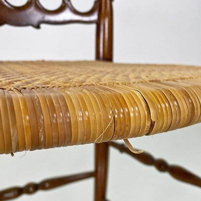 Italian Chiavari Chairs in Walnut and Wicker attributed to Colombo Sanguineti, 1960s, Set of 2-GDD-1749332