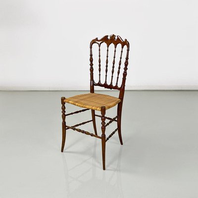 Italian Chiavari Chairs in Walnut and Wicker attributed to Colombo Sanguineti, 1960s, Set of 2-GDD-1749332