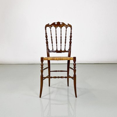 Italian Chiavari Chairs in Walnut and Wicker attributed to Colombo Sanguineti, 1960s, Set of 2-GDD-1749332