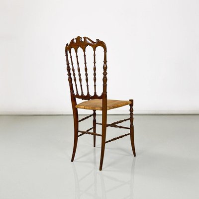 Italian Chiavari Chairs in Walnut and Wicker attributed to Colombo Sanguineti, 1960s, Set of 2-GDD-1749332