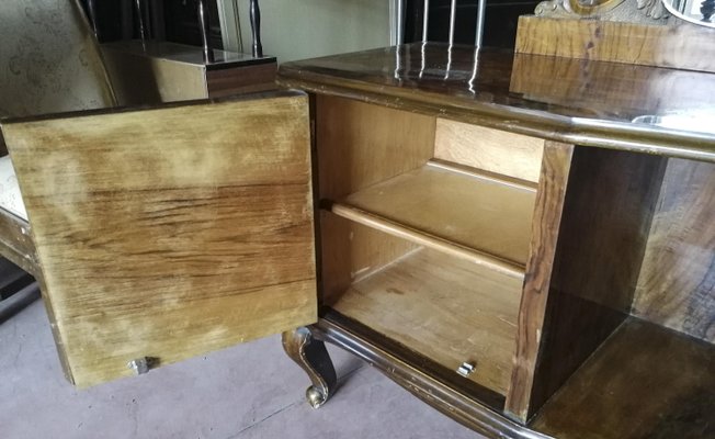 Italian Chippendale Walnut Burl & Veneer Dressing Table, 1940s-RAQ-1389095