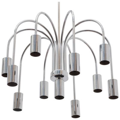 Italian Chrome 10-Arm Chandelier, 1970s-KL-773078