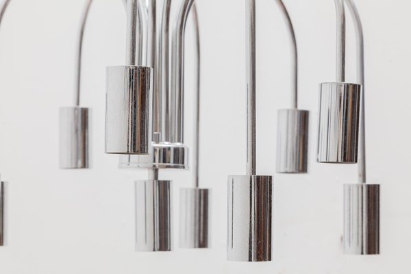 Italian Chrome 10-Arm Chandelier, 1970s-KL-773078