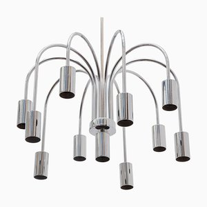 Italian Chrome 10-Arm Chandelier, 1970s-KL-773078