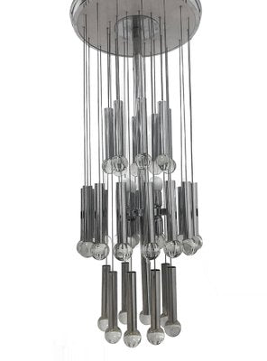 Italian Chrome and Glass Chandelier by Gaetano Sciolari, 1970s-JDR-1126291