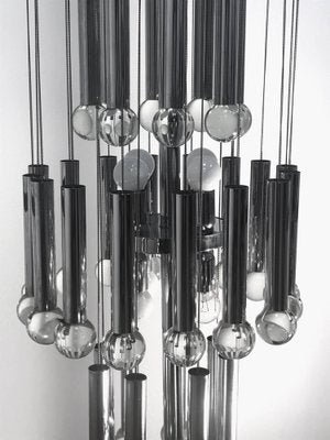 Italian Chrome and Glass Chandelier by Gaetano Sciolari, 1970s-JDR-1126291