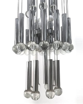 Italian Chrome and Glass Chandelier by Gaetano Sciolari, 1970s-JDR-1126291