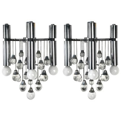 Italian Chrome and Glass Sconces by Sciolari, 1960s, Set of 2-JDR-1125923