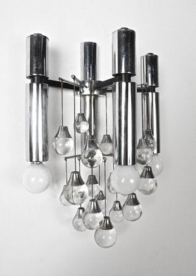 Italian Chrome and Glass Sconces by Sciolari, 1960s, Set of 2-JDR-1125923