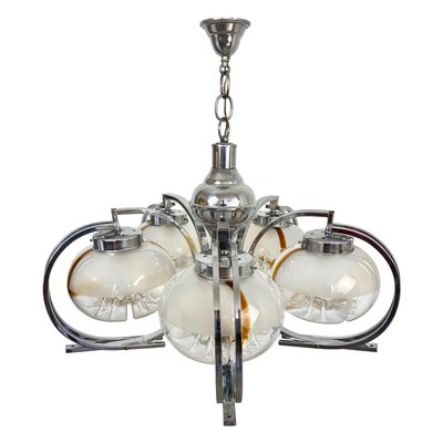 Italian Chrome and Murano Glass Chandelier from Mazzega, 1970s-LYQ-1171670