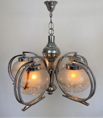 Italian Chrome and Murano Glass Chandelier from Mazzega, 1970s-LYQ-1171670