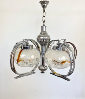 Italian Chrome and Murano Glass Chandelier from Mazzega, 1970s-LYQ-1171670