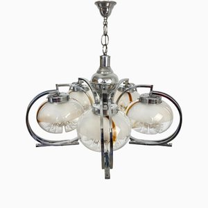 Italian Chrome and Murano Glass Chandelier from Mazzega, 1970s-LYQ-1171670