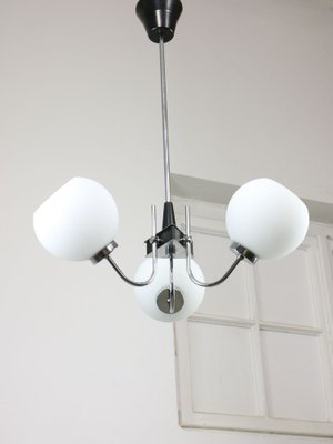 Italian Chrome and Opaline Chandelier, 1970s-HGJ-1722397