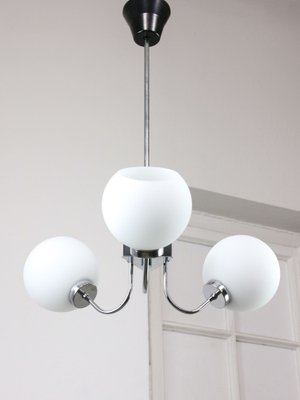 Italian Chrome and Opaline Chandelier, 1970s-HGJ-1722397