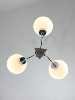 Italian Chrome and Opaline Chandelier, 1970s-HGJ-1722397