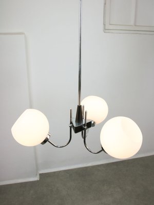 Italian Chrome and Opaline Chandelier, 1970s-HGJ-1722397