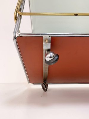 Italian Chrome Brass Smoked Glass and Mirror Bar Cart/Serving Table, 1970s-JDR-1126222