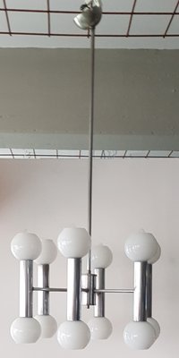 Italian Chrome Ceiling Lamp from Sciolari, 1970s-QDP-733732