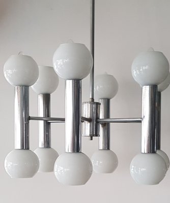 Italian Chrome Ceiling Lamp from Sciolari, 1970s-QDP-733732