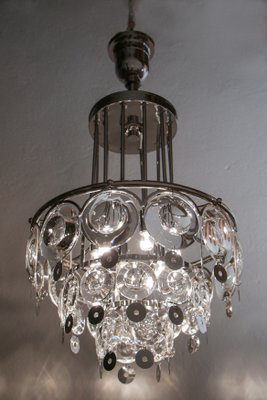 Italian Chrome Chandelier Attributed to Oscar Torlasco, 1970s-MTX-959809