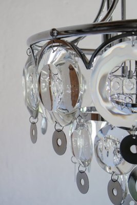 Italian Chrome Chandelier Attributed to Oscar Torlasco, 1970s-MTX-959809