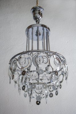 Italian Chrome Chandelier Attributed to Oscar Torlasco, 1970s-MTX-959809