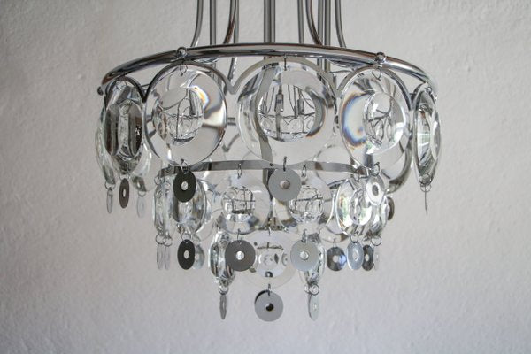 Italian Chrome Chandelier Attributed to Oscar Torlasco, 1970s-MTX-959809