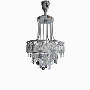 Italian Chrome Chandelier Attributed to Oscar Torlasco, 1970s-MTX-959809